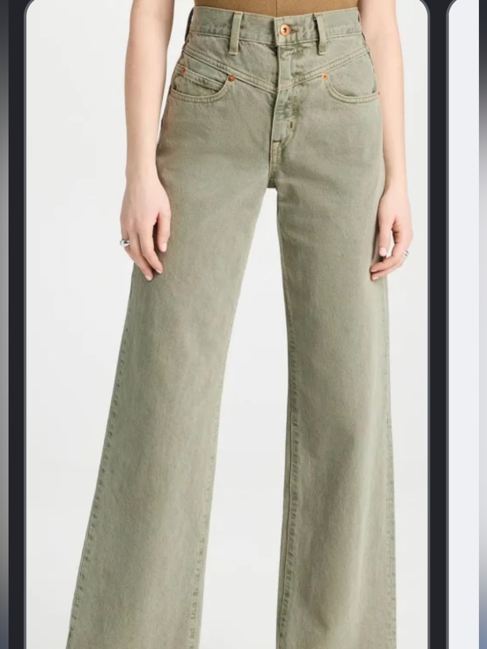 Slvrlake double waist High-Rise Wide-Leg Women Jeans - Olive Green